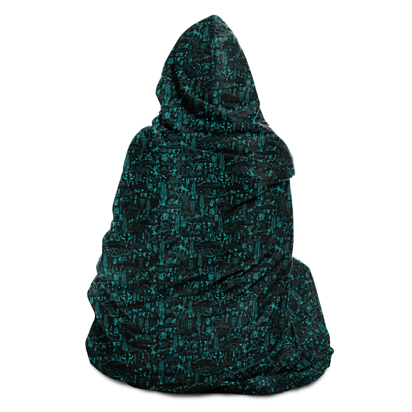The Desert Hooded Blanket Sherpa - Black / Teal