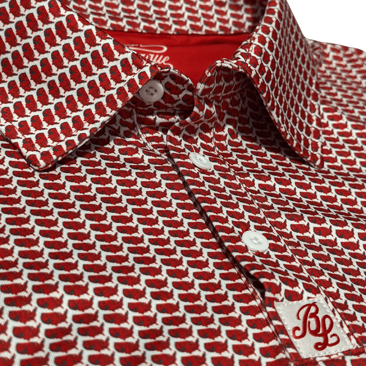 Men's Mandate Golf Shirt. Close up of placket.
