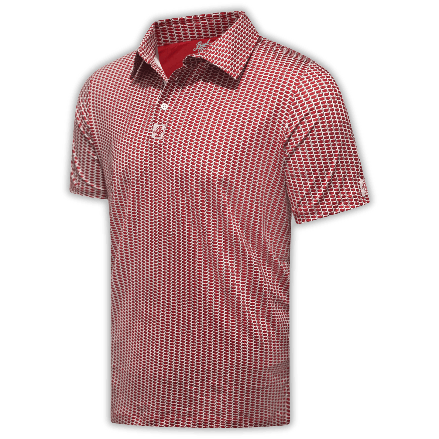 Men's Mandate Golf Shirt. Angle view of golf polo.