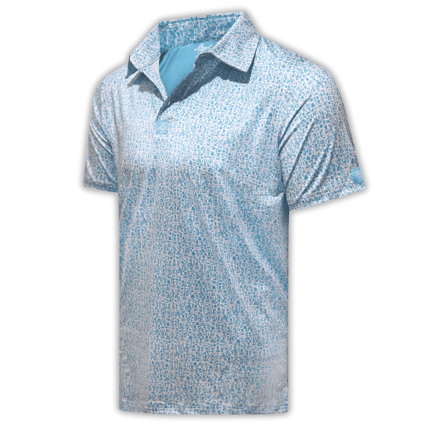Men's Tequila Blanco Golf Shirt at an angle.
