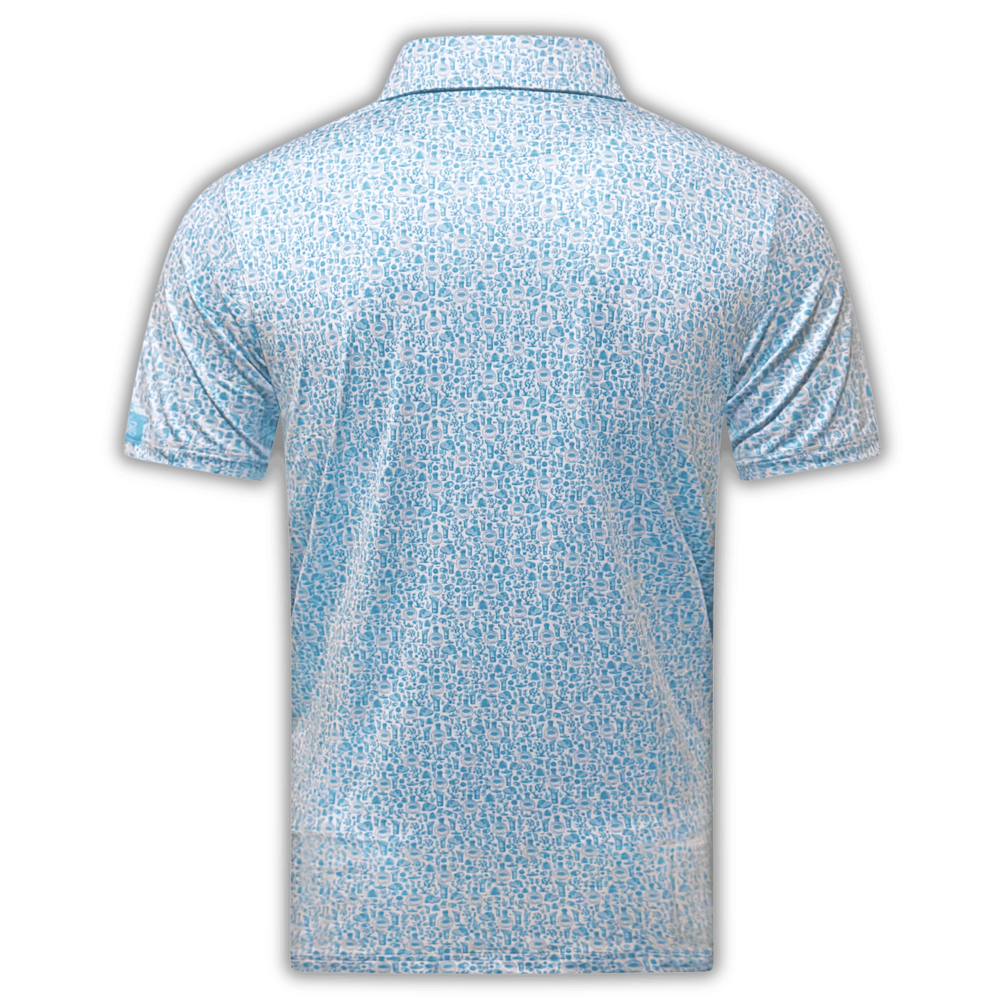 Men's Tequila Golf Shirt in white and blue (Blanco) back of polo.