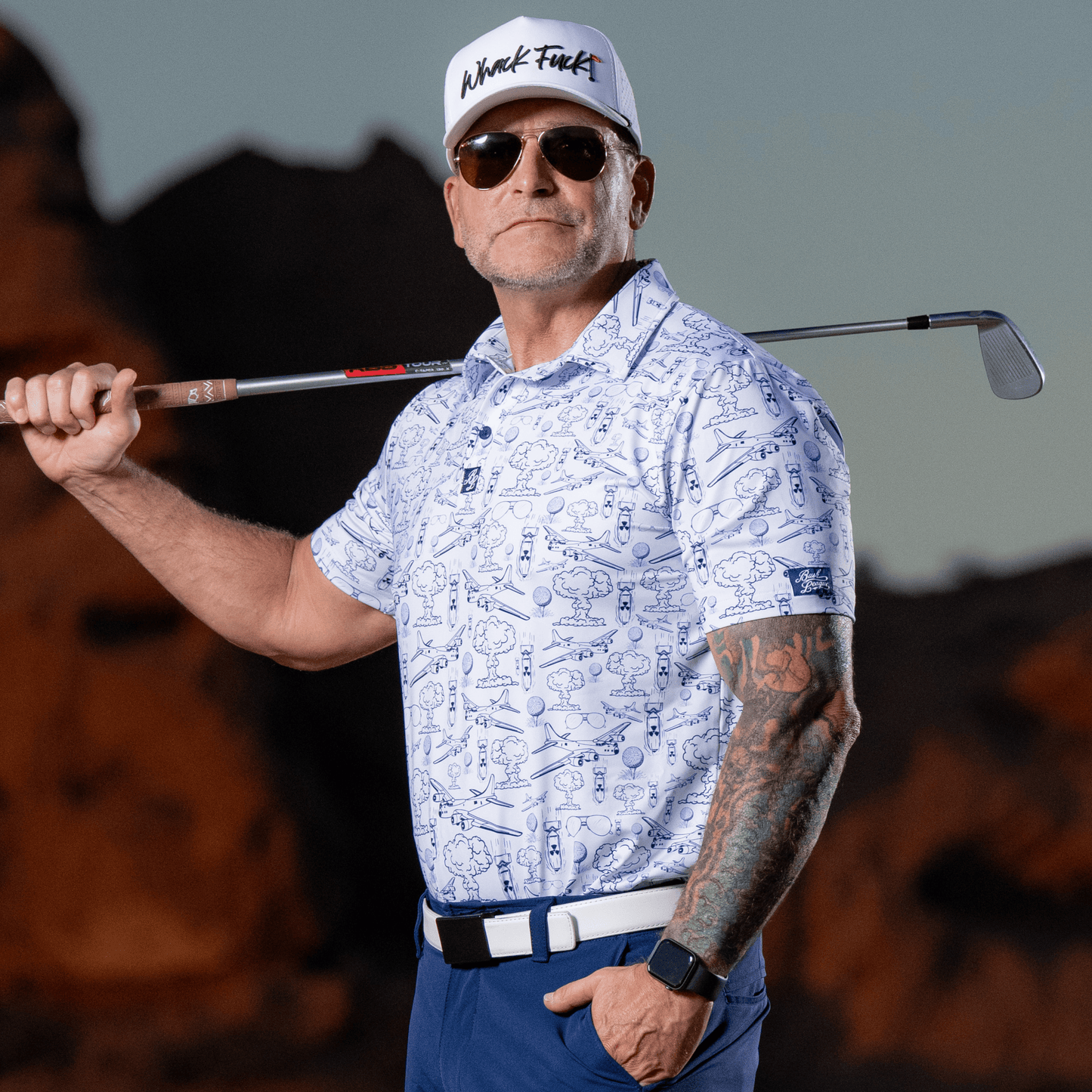 Dropping Bombs Golf Polo- White
