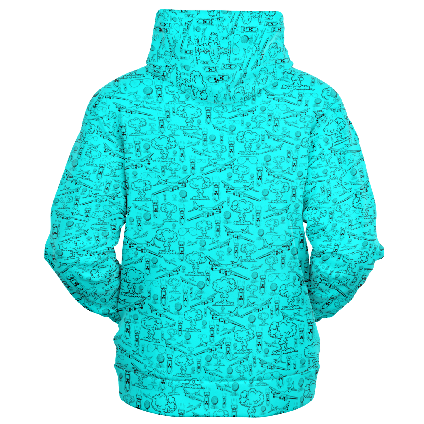 Dropping Bombs Full Zip Athletic Hoodie - Teal / Black