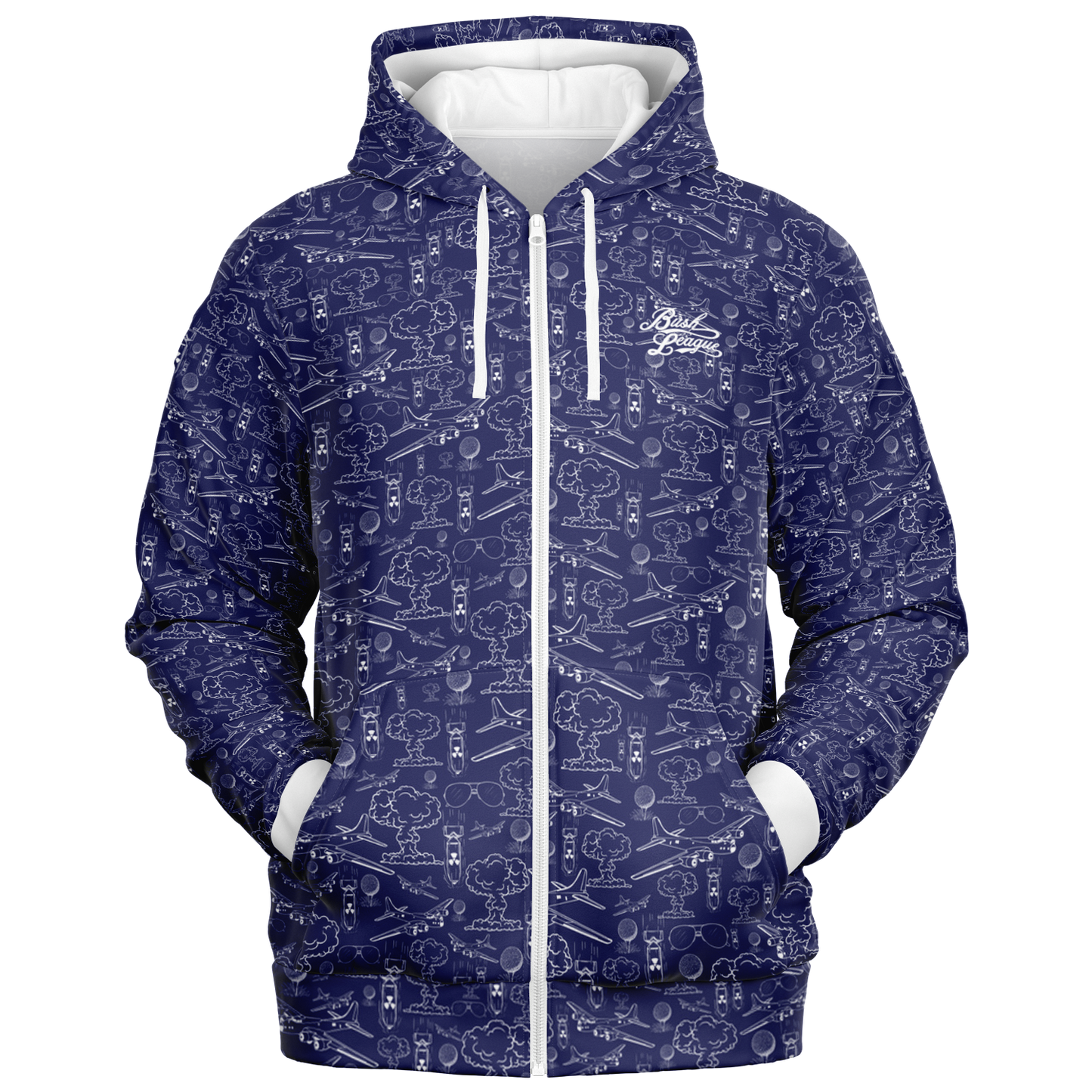 Dropping Bombs Full Zip Athletic Hoodie - Blue