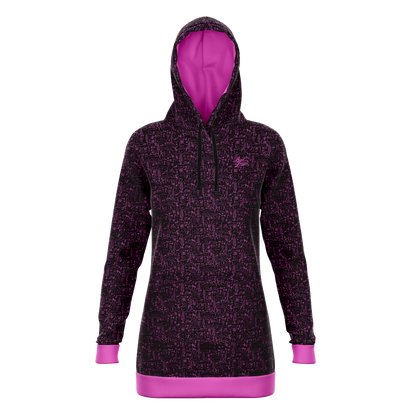 The Desert Athletic Longline Hoodie - Black / Pink