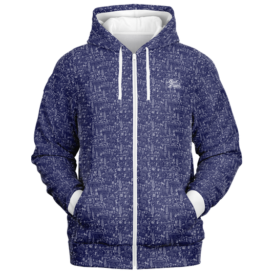 The Desert Full Zip Athletic Hoodie - Blue