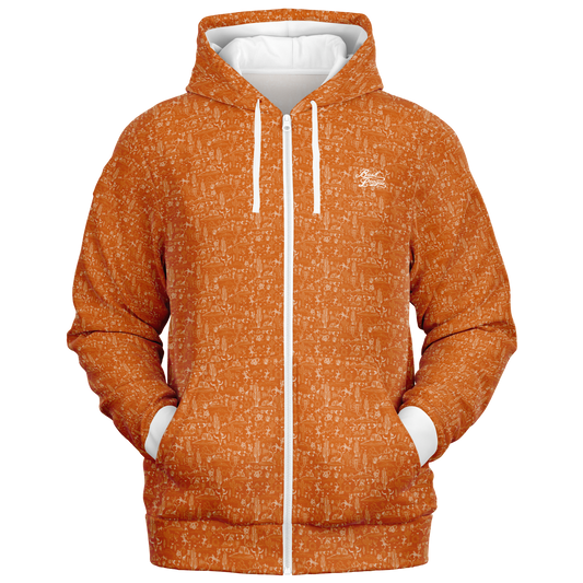 The Desert Full Zip Athletic Hoodie - Burnt