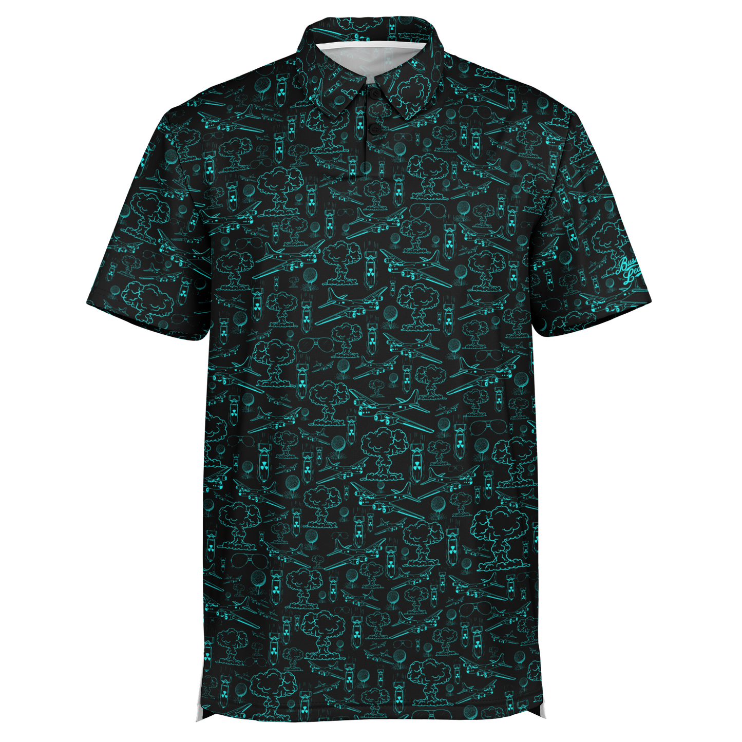 Dropping Bombs Golf Polo - Black / Teal