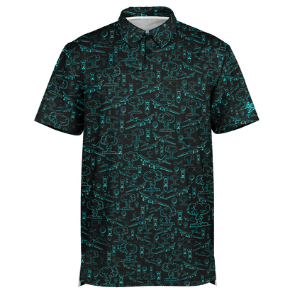 Dropping Bombs Golf Polo - Black / Teal