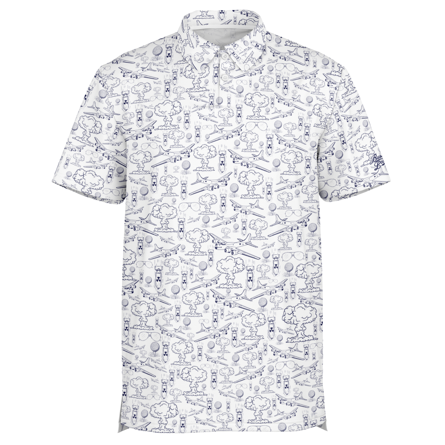 Dropping Bombs Golf Polo- White