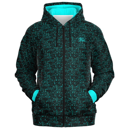 The Desert Full Zip Athletic Hoodie - Teal