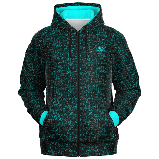 The Desert Full Zip - Black / Teal