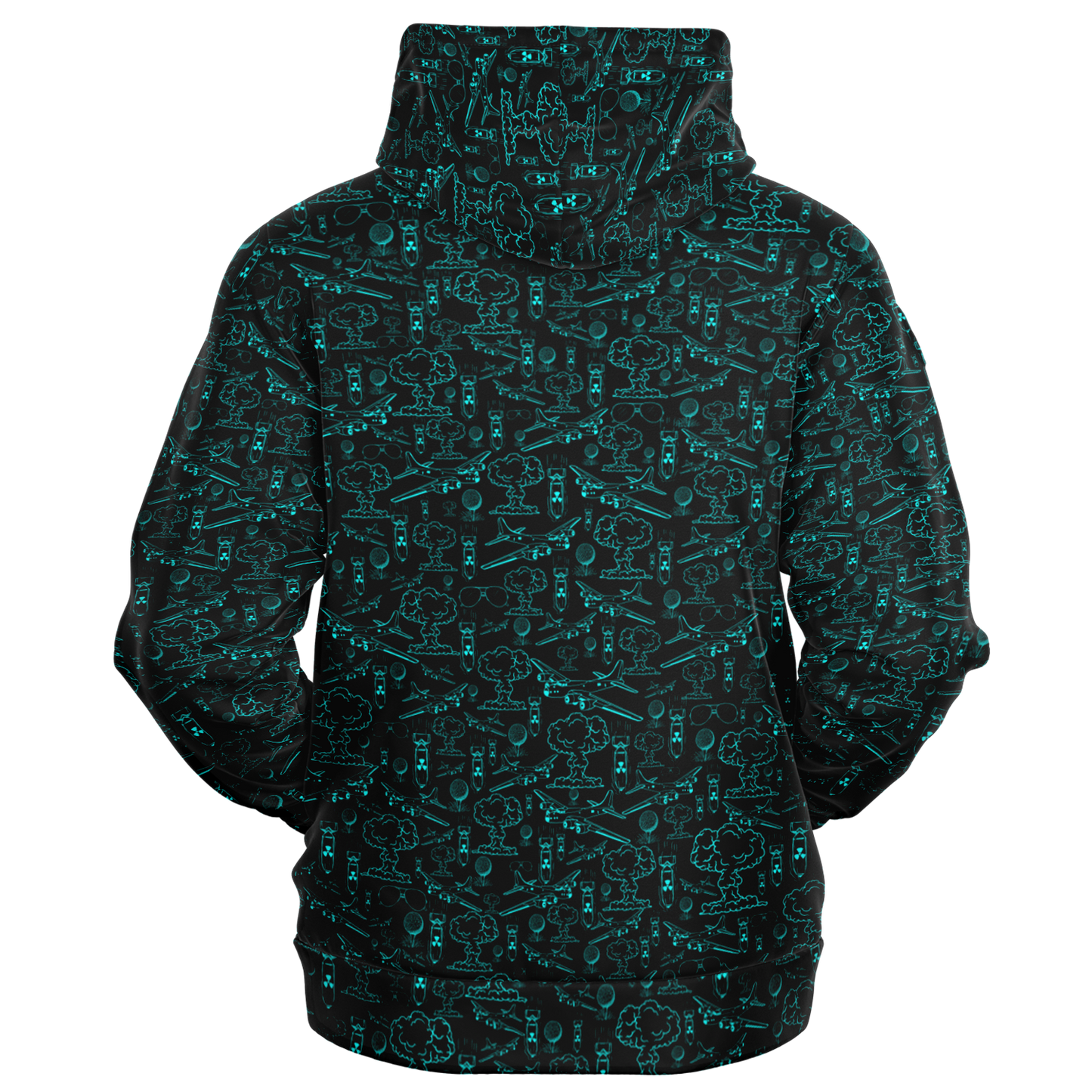 Dropping Bombs Full Zip Athletic Hoodie - Black / Teal