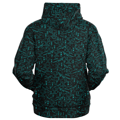 Dropping Bombs Full Zip Athletic Hoodie - Black / Teal