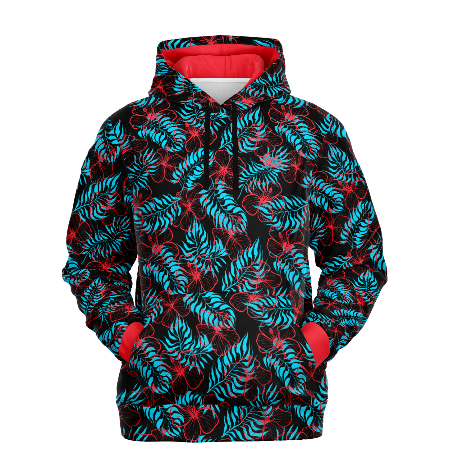 Hibiscus Athletic Hoodie - Black / Red