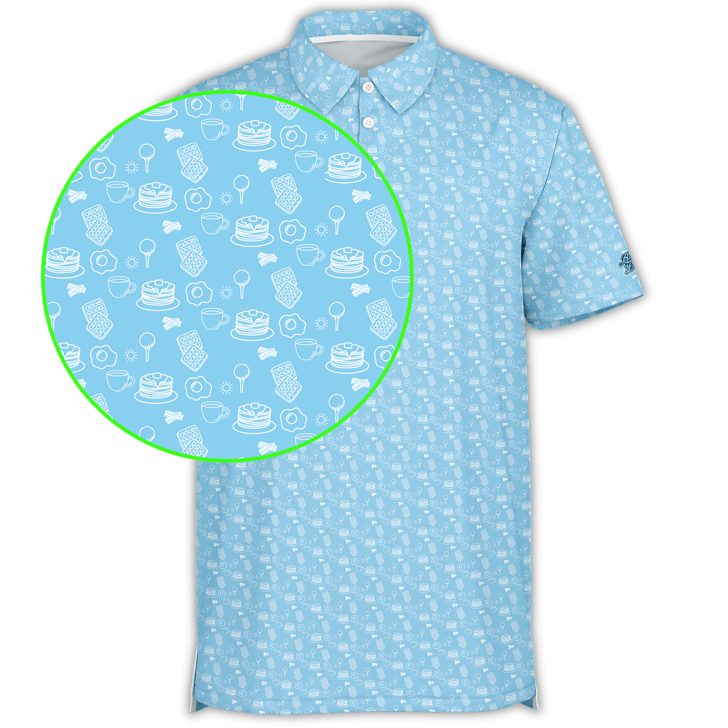 Breakfast Ball Golf Polo-Light Blue