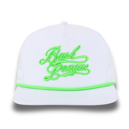 Bush League Flat Bill Rope Hat White/Neon - Front