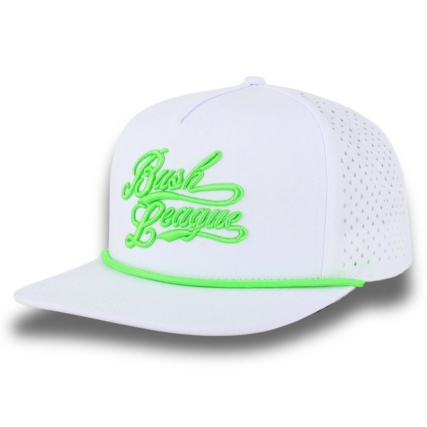 Bush League Flat Bill Rope Hat White/Neon - Front left