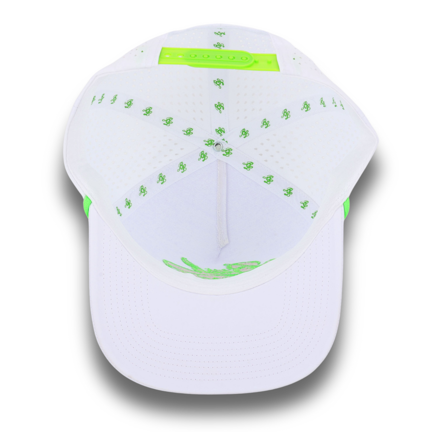Bush League Flat Bill Rope Hat White/Neon - Inside tape
