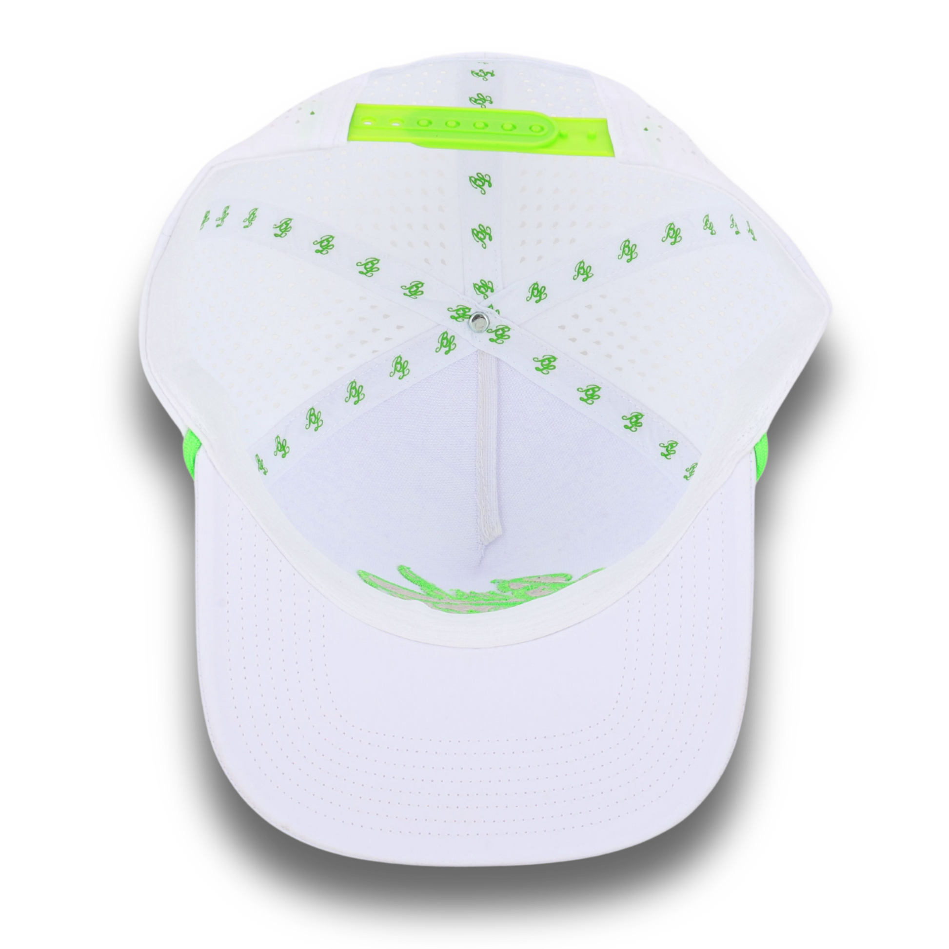 Bush League Flat Bill Rope Hat White/Neon - Inside tape