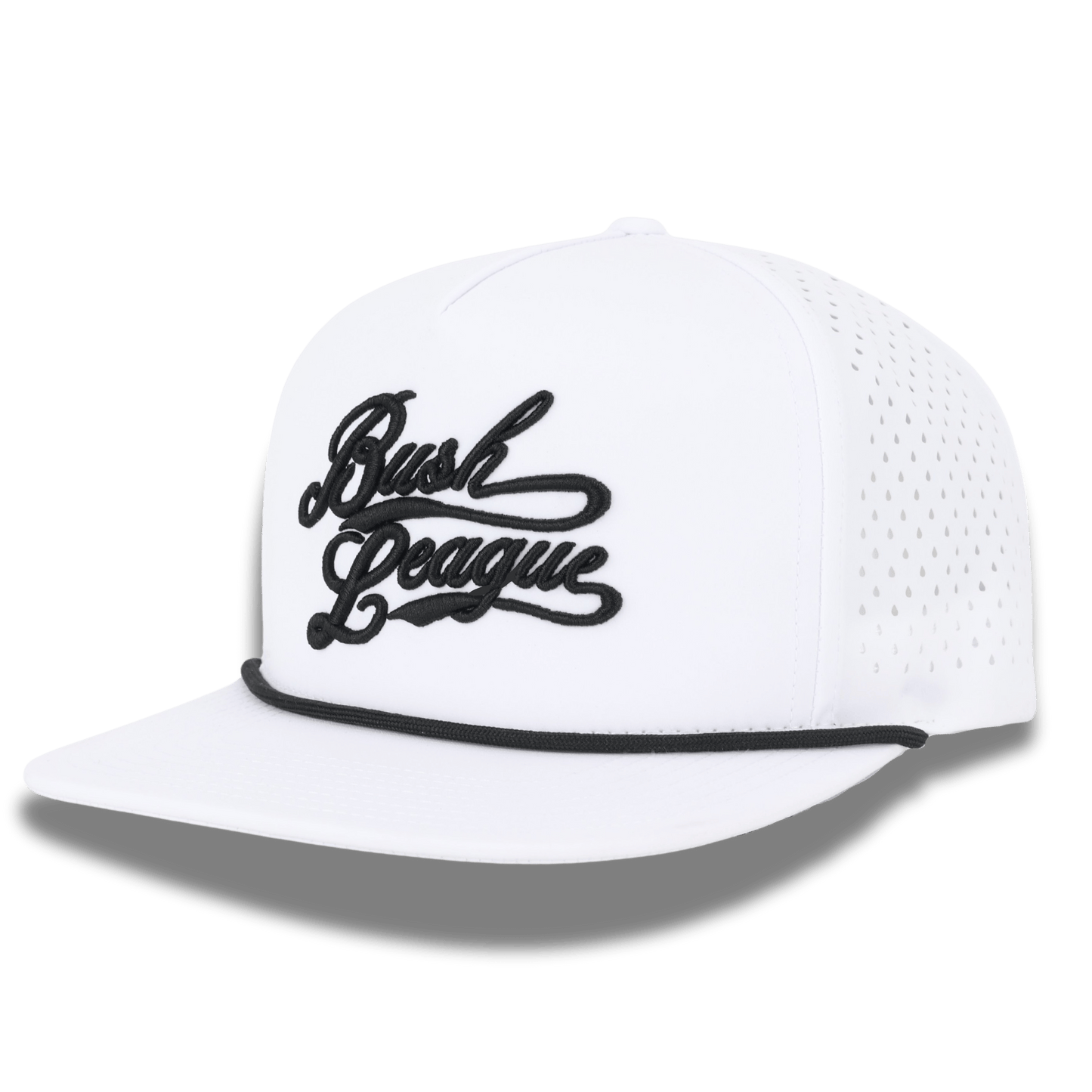 Bush League Flat Bill Rope Hat - White/Black