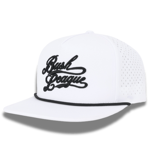 Bush League Flat Bill Rope Hat - White/Black