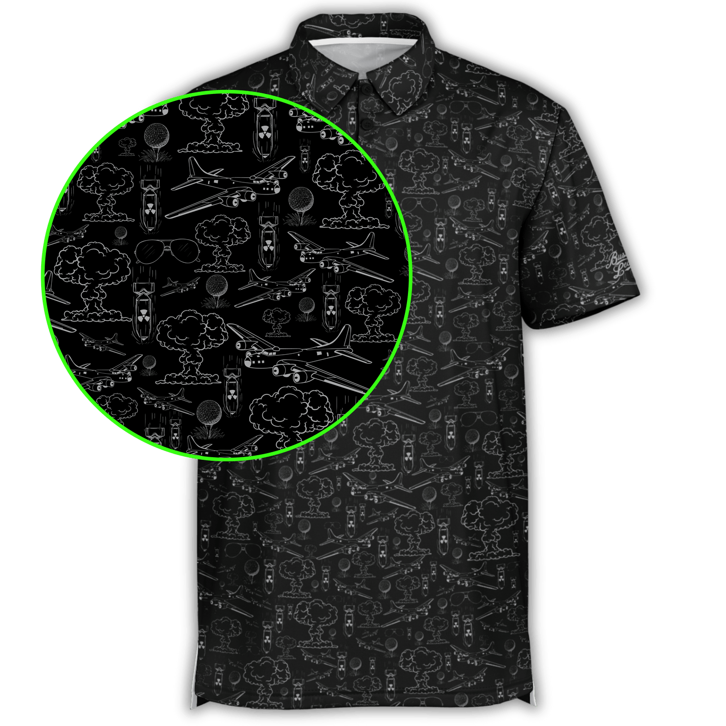 Dropping Bombs Golf Polo - Black / Grey