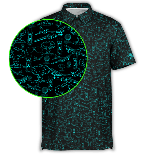 Dropping Bombs Golf Polo - Black / Teal