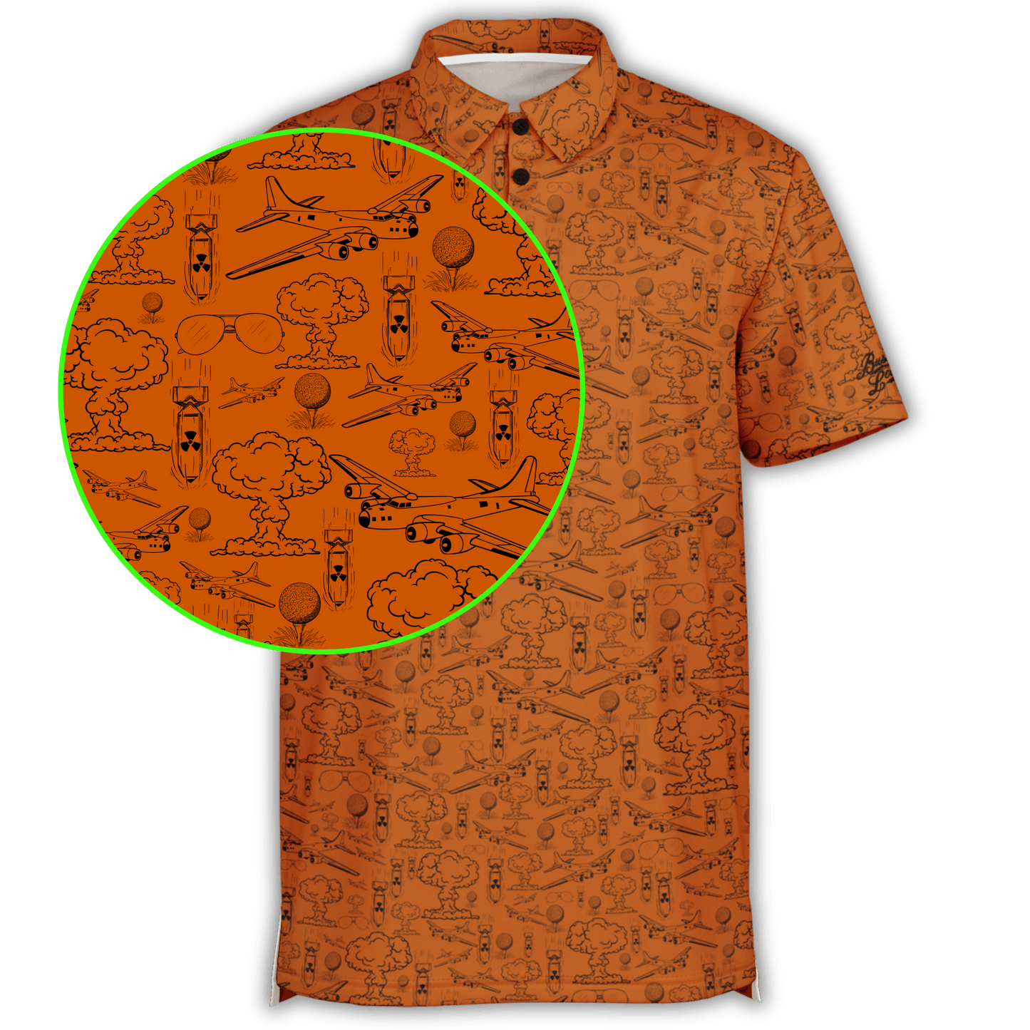 Dropping Bombs Golf Polo - Burnt Orange