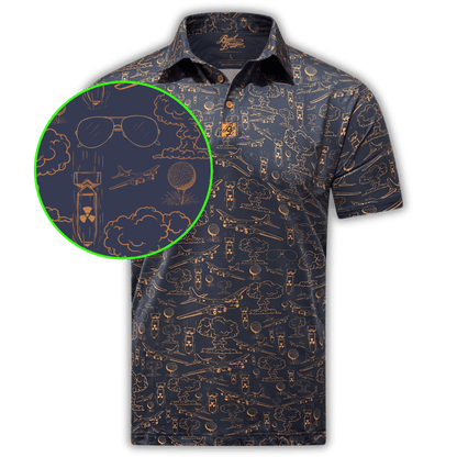 Dropping Bombs Golf Polo - Grey / Copper