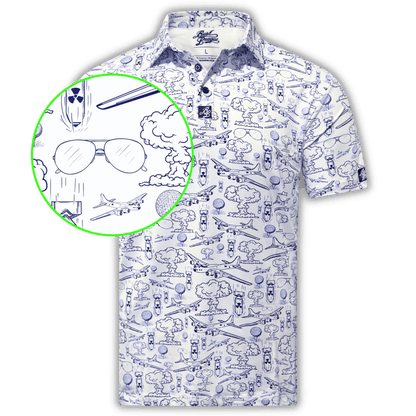 Dropping Bombs Golf Polo- White