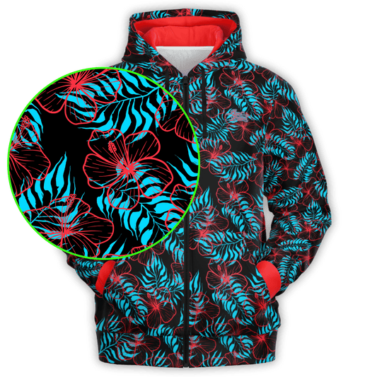 Hibiscus Full Zip - Black / Red