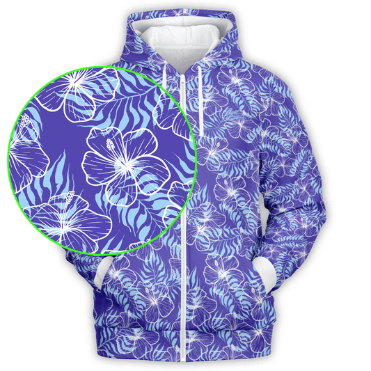 Hibiscus Full Zip - Blue