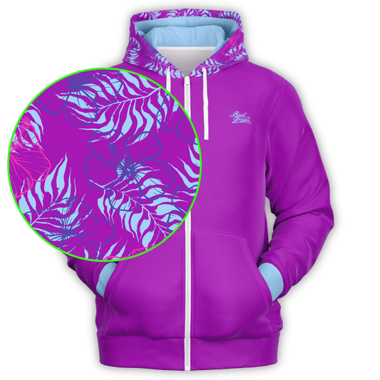 Hibiscus Hood Full Zip - Purple