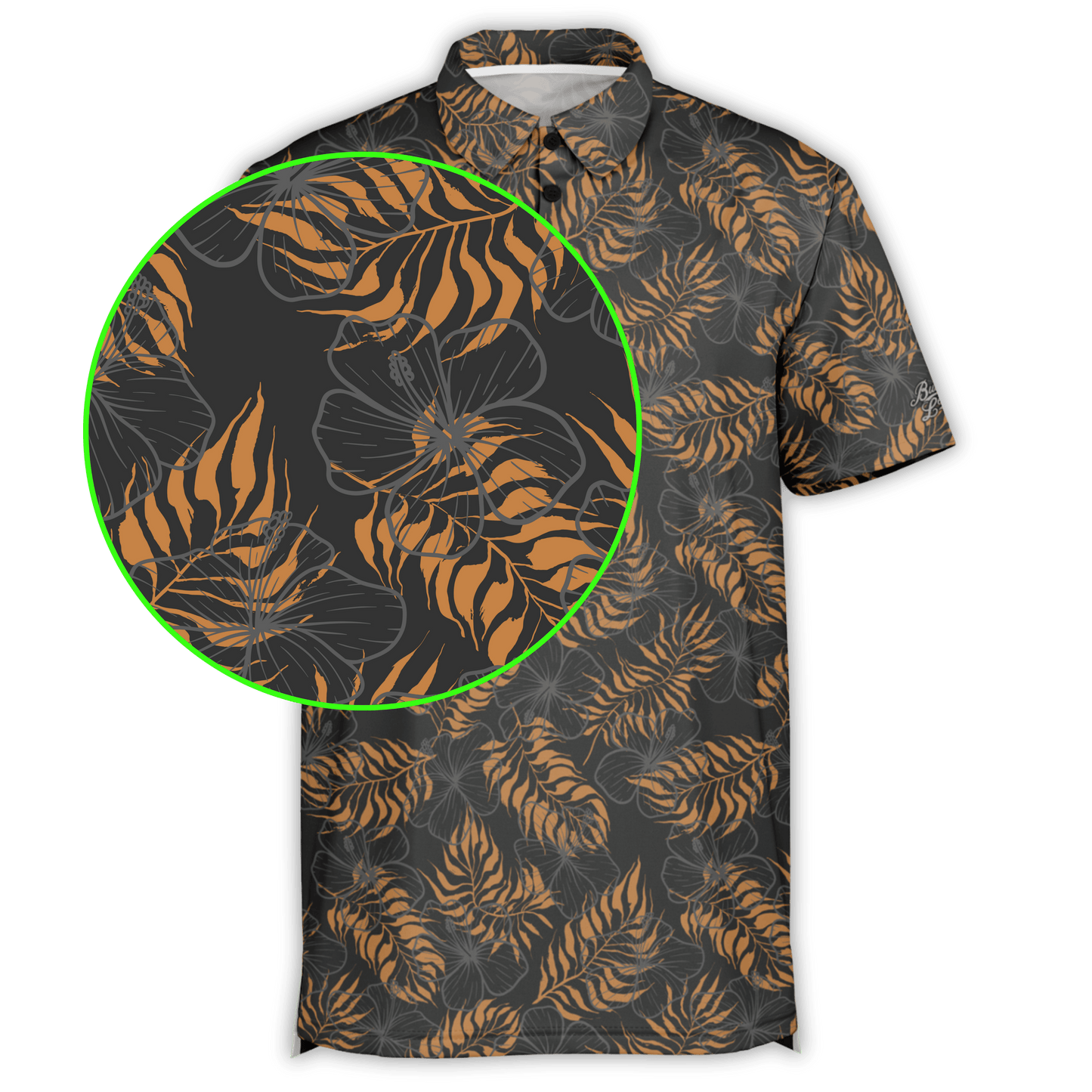 Hibiscus Golf Polo - Grey Copper