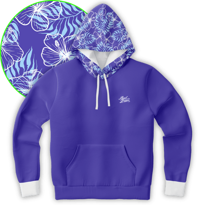 Hibiscus Hoodie - Blue / White