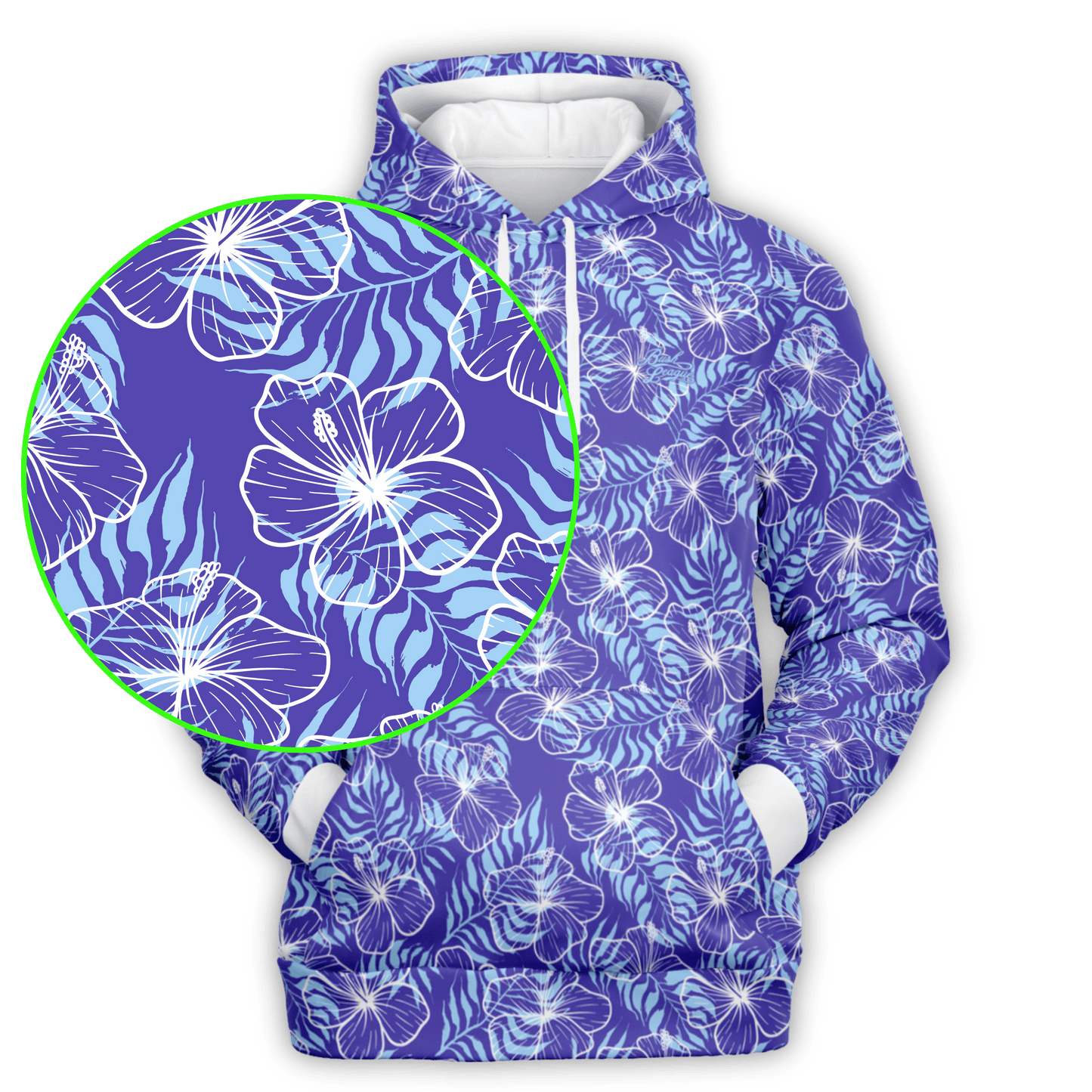 Hibiscus Athletic Hoodie - Blue