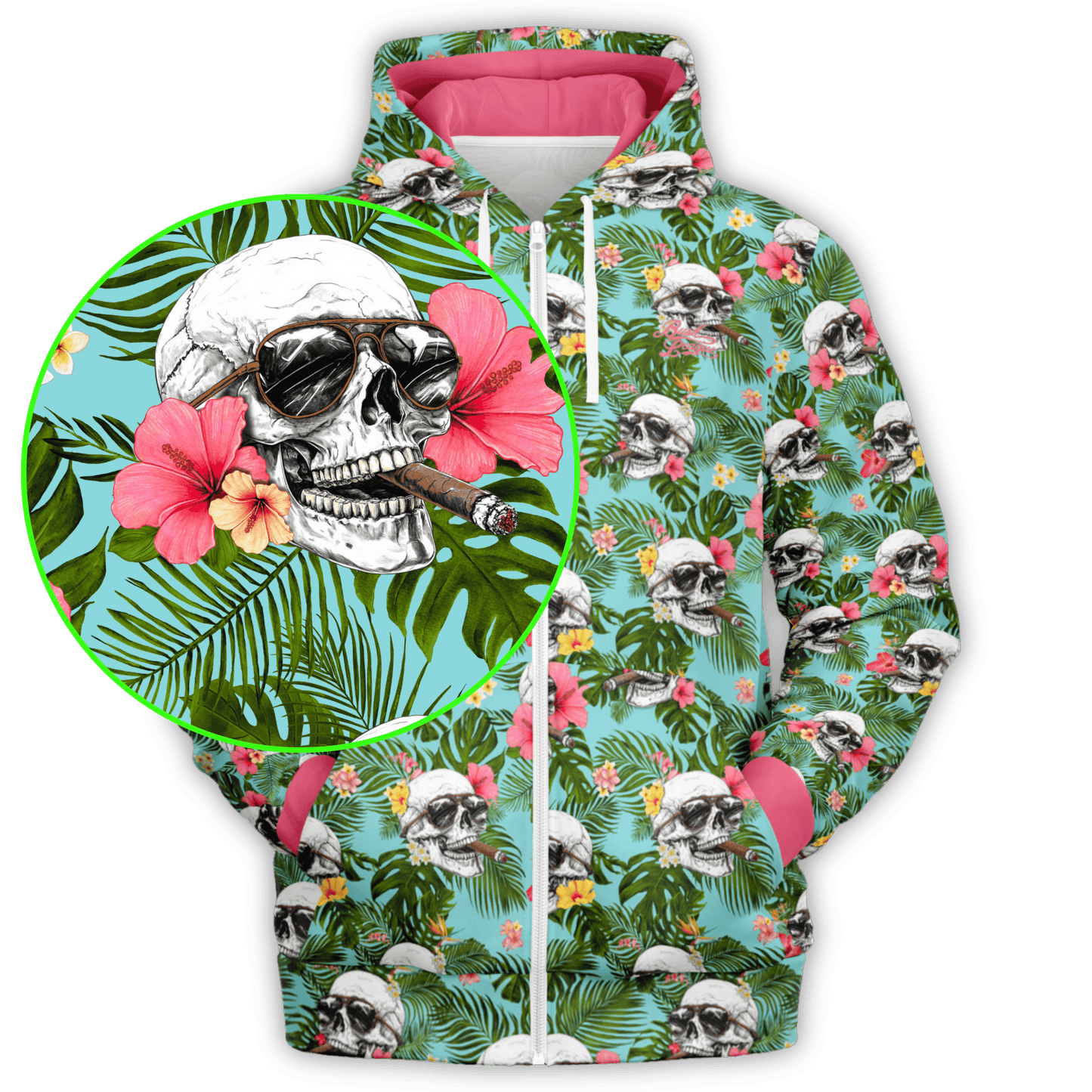 Smokin Skulls Full Zip Athletic Hoodie