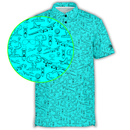 Dropping Bombs Golf Polo - Teal / Black