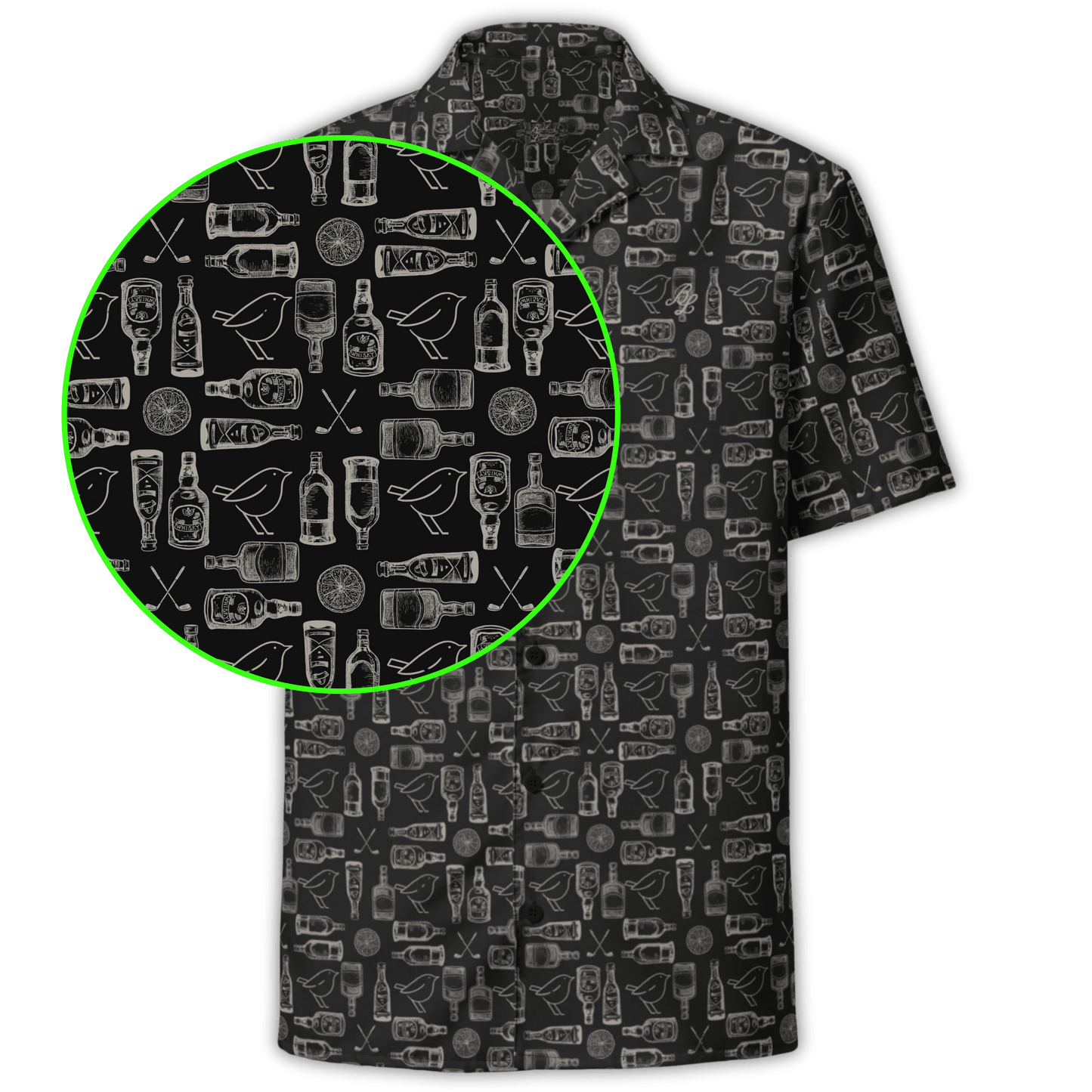 Birdie Bottle Button Up - Black