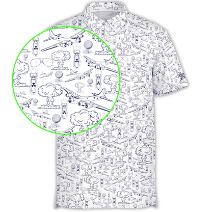 Dropping Bombs Golf Polo- White