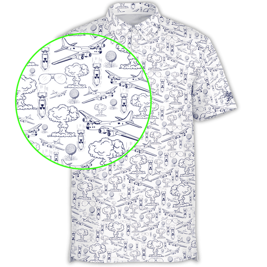 Dropping Bombs Golf Polo- White