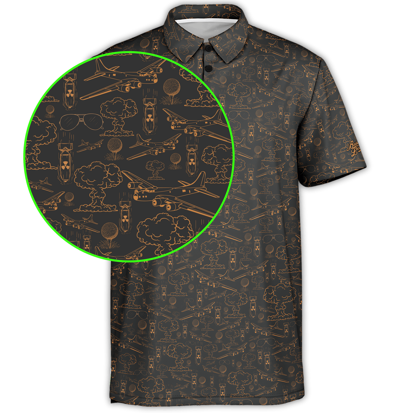 Dropping Bombs Golf Polo - Copper