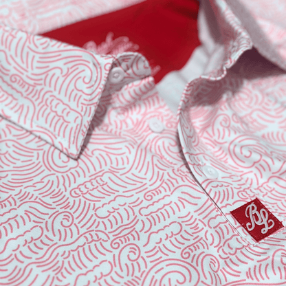Men's Red Wave Golf Shirt Placket