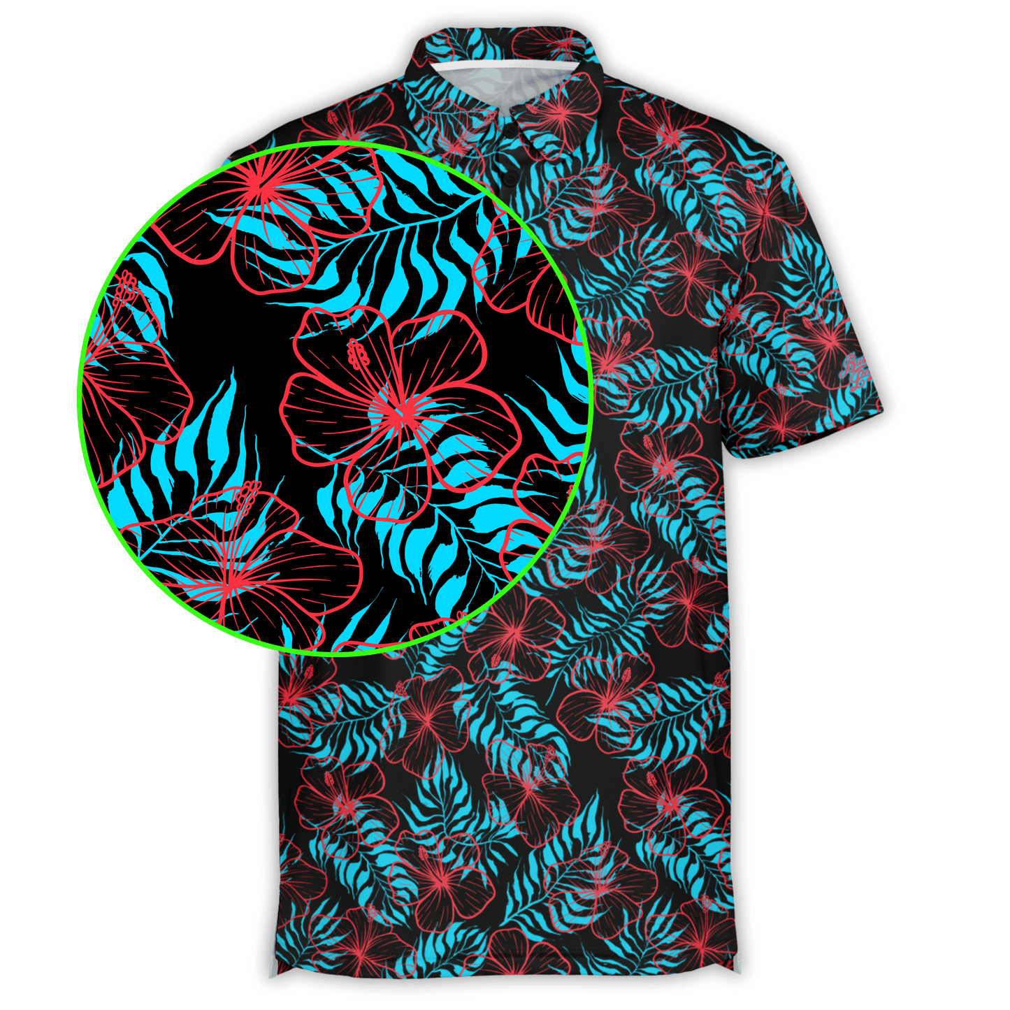 Hibiscus Golf Polo - Black