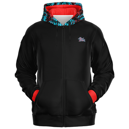 Hibiscus Hood Full Zip - Black / Red