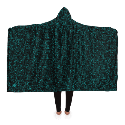 The Desert Hooded Blanket Sherpa - Black / Teal