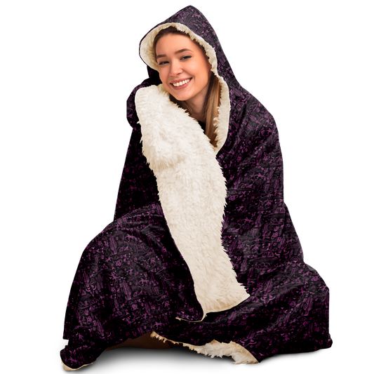 The Desert Hooded Blanket Sherpa - Black / Pink