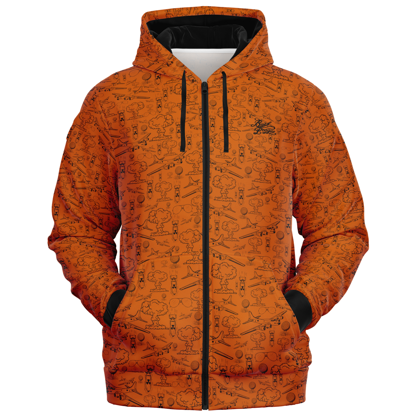 Dropping Bombs Full Zip Athletic Hoodie- Burnt Orange