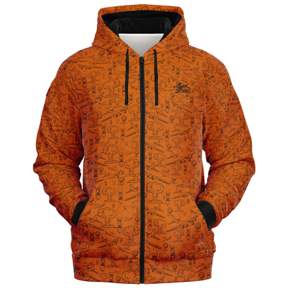 Dropping Bombs Full Zip Athletic Hoodie- Burnt Orange